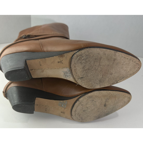 Frye Mid Calf Leather Boots Pull On Harness Strappy Brown Women's 8.5 M 37444 - Picture 5 of 16